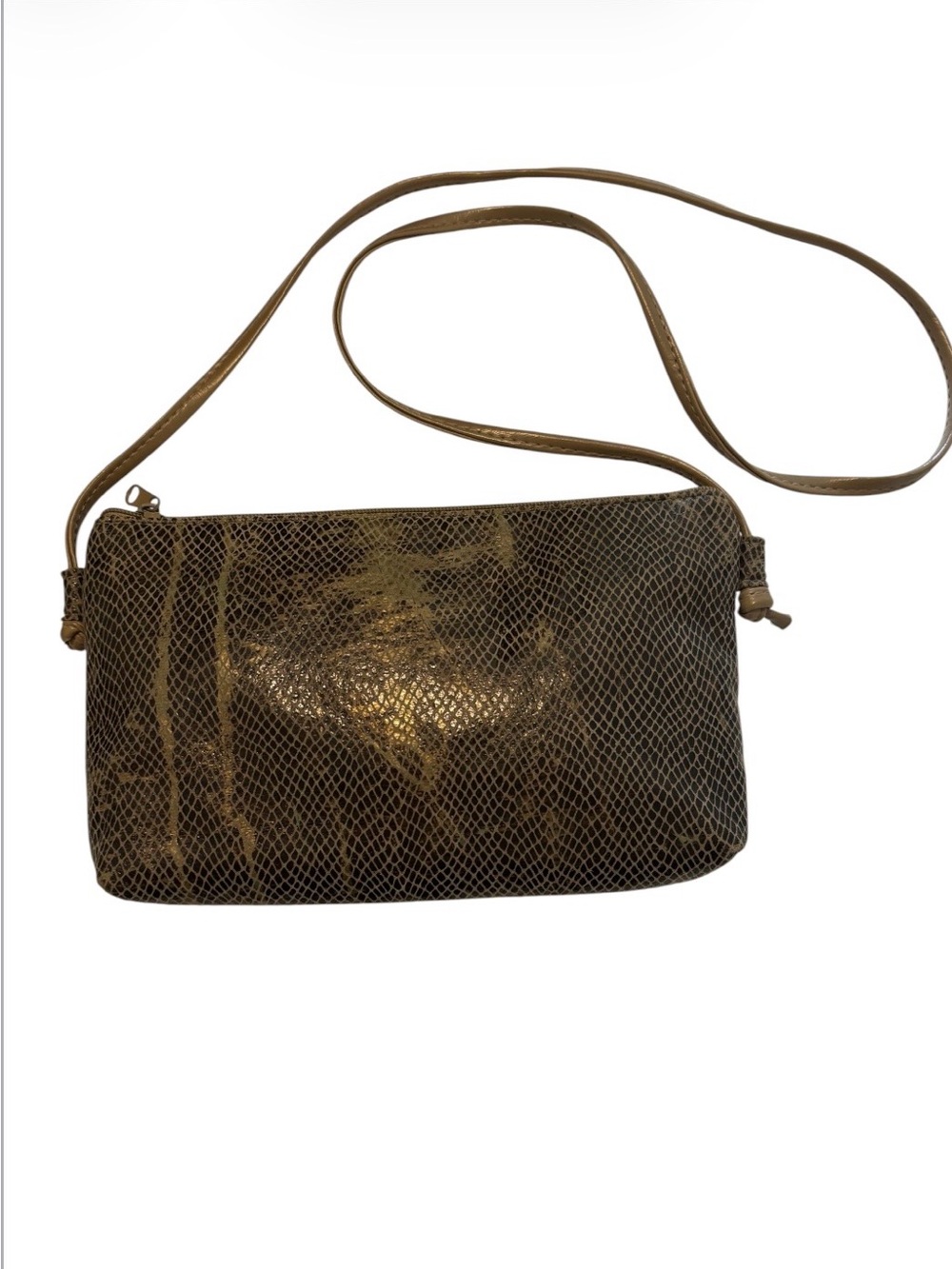 VintageBags By Pinky Miami Leather Crossbody Bag in Metallic Taupe/light green - Picture 4 of 5